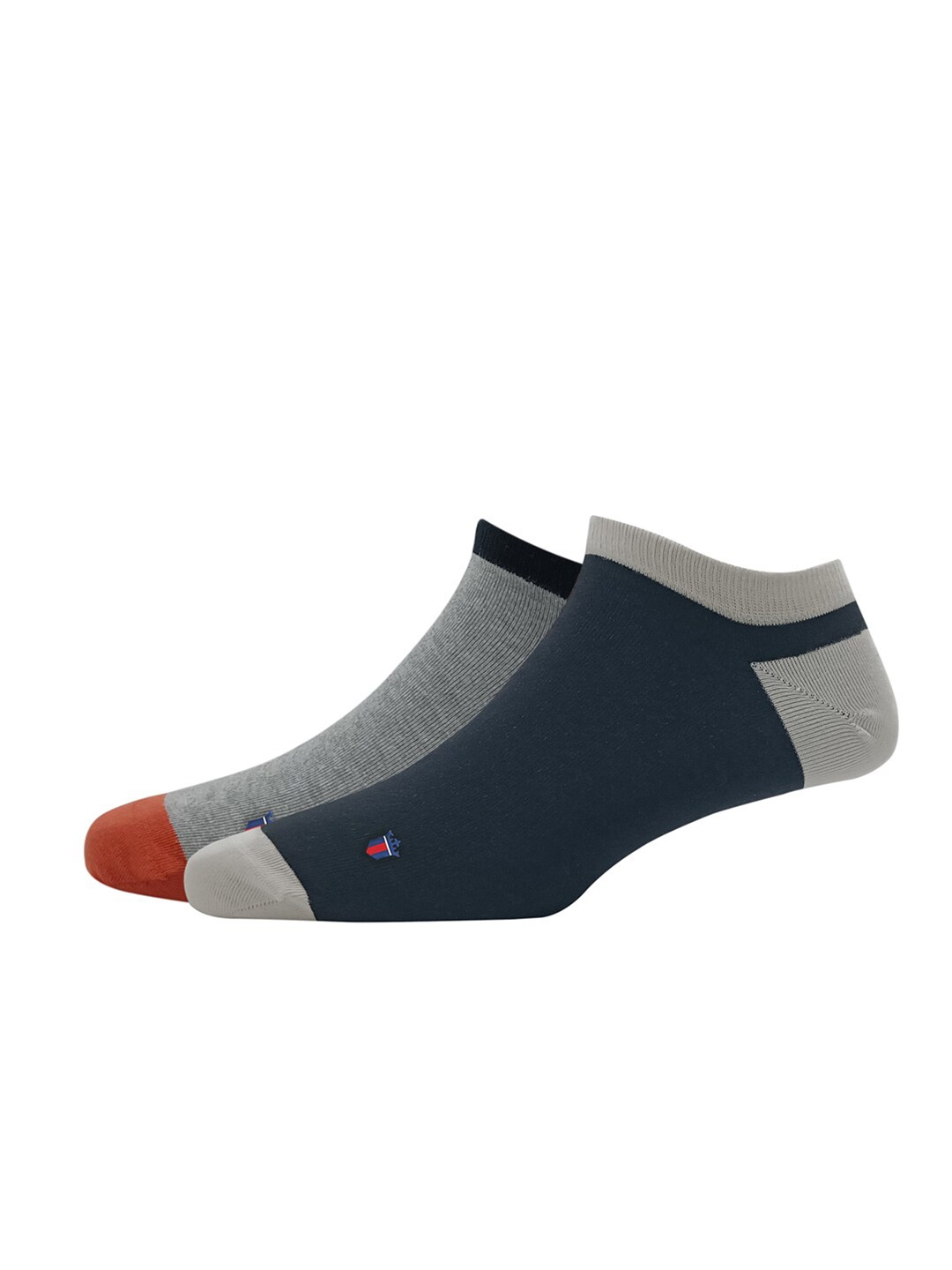 

Louis Philippe Men Pack Of 2 Patterened Cotton Ankle Length Socks, Grey melange