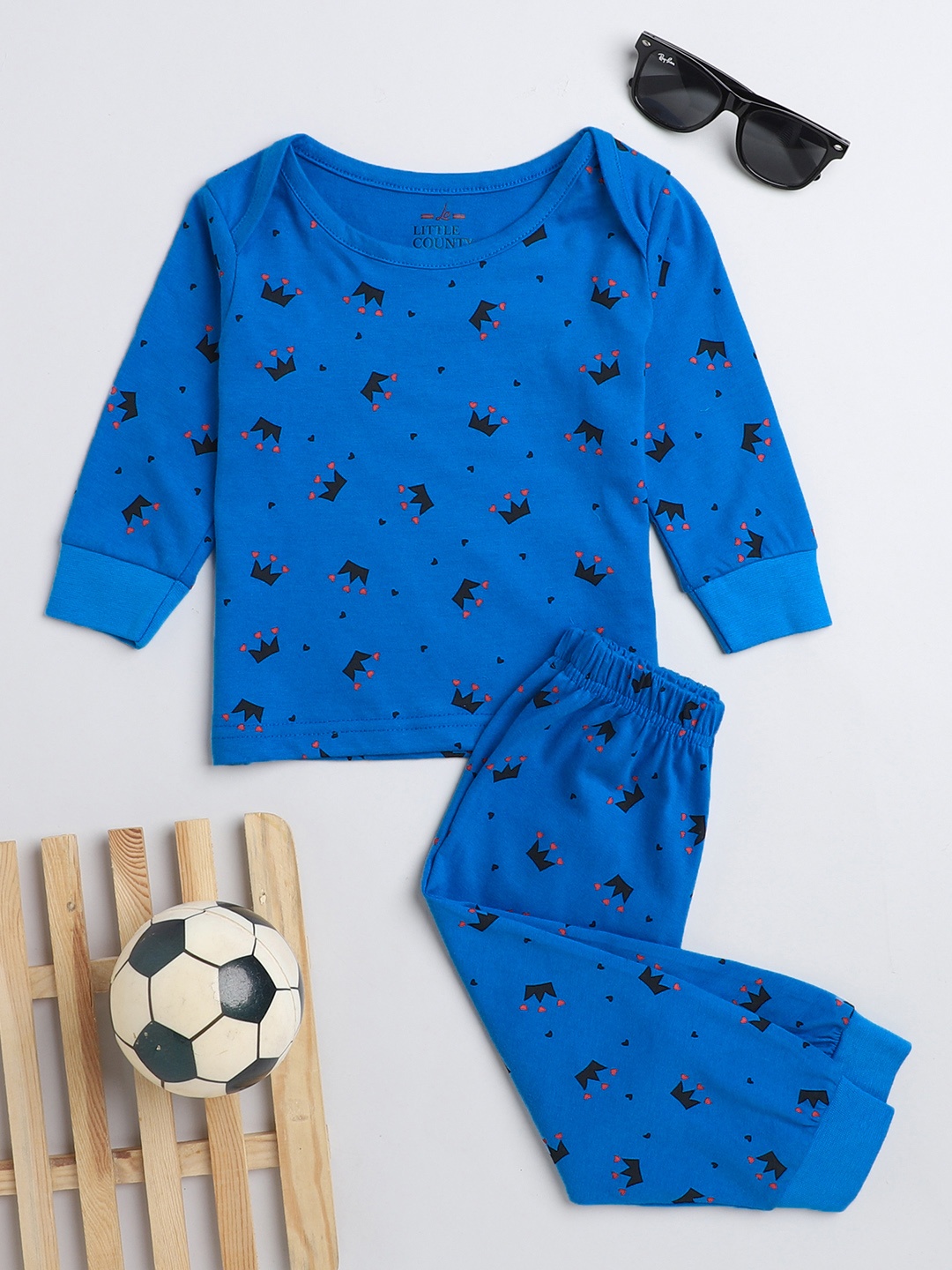 

Little County Boys Pure Cotton Printed Pure Cotton Sweatshirt with Joggers, Blue