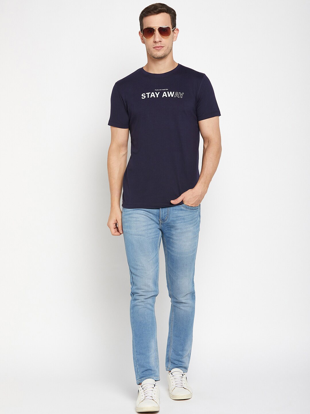 

Mast & Harbour Typography Printed Pure Cotton T-shirt, Navy blue
