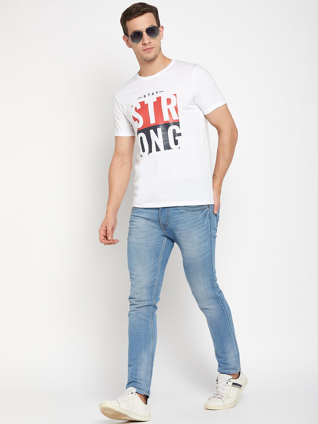 

Mast & Harbour White Typography Printed Pure Cotton T-shirt