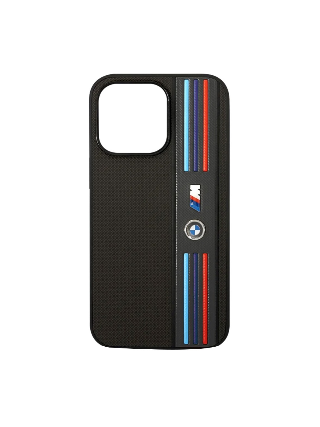 

TREEMODA Tricolor Line Metal Logo iPhone 12Pro Phone Back Cover, Black