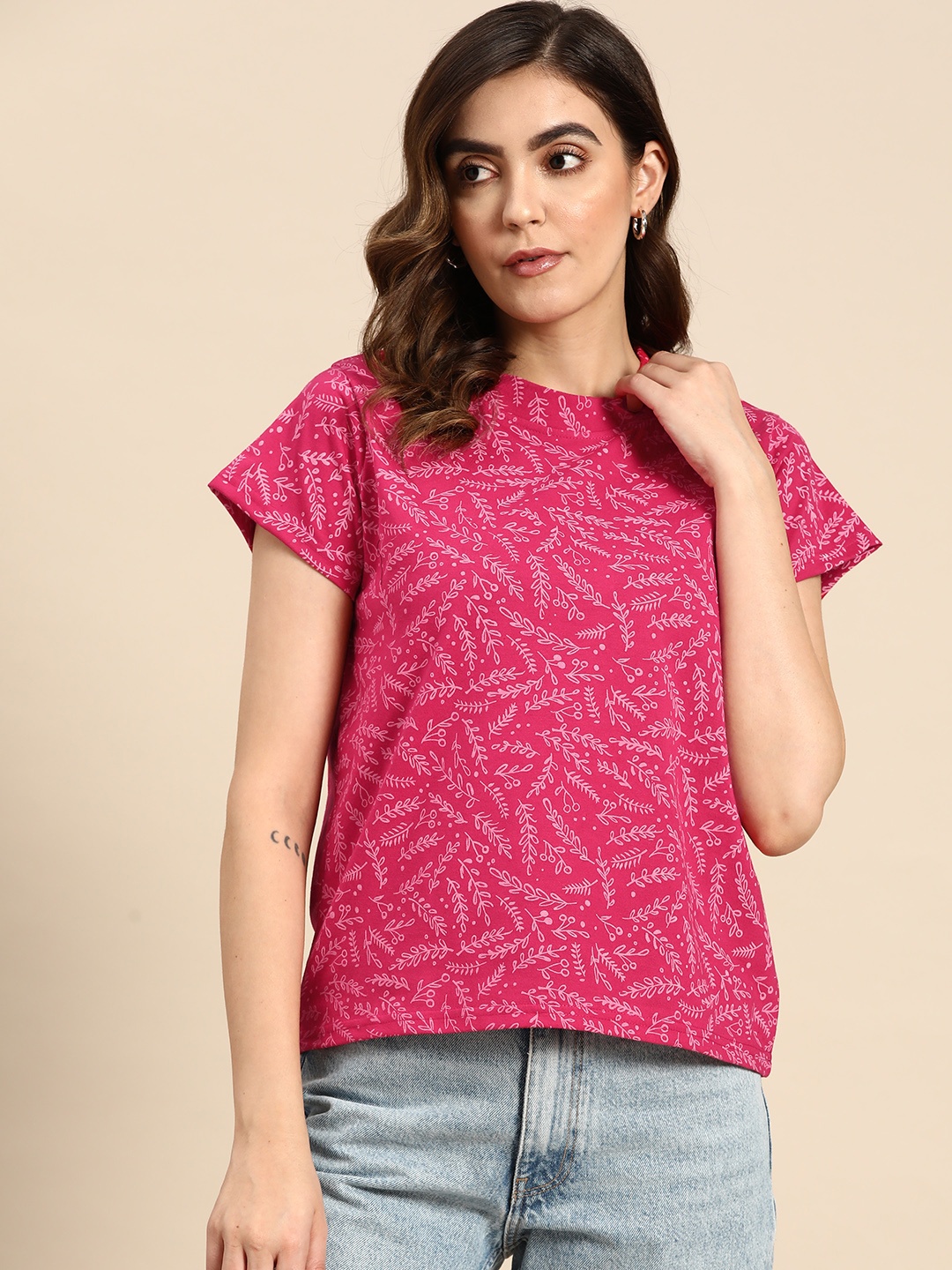 

all about you Women Printed T-shirt, Magenta
