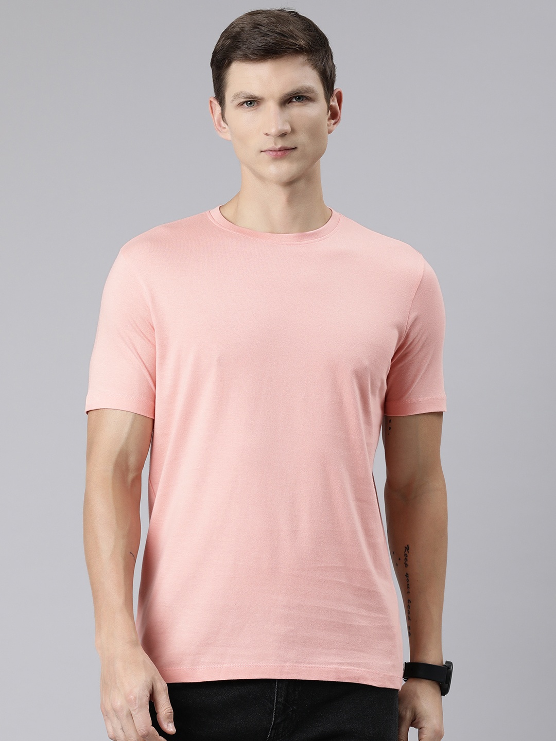 

Huetrap Round Neck Cotton T-shirt, Pink