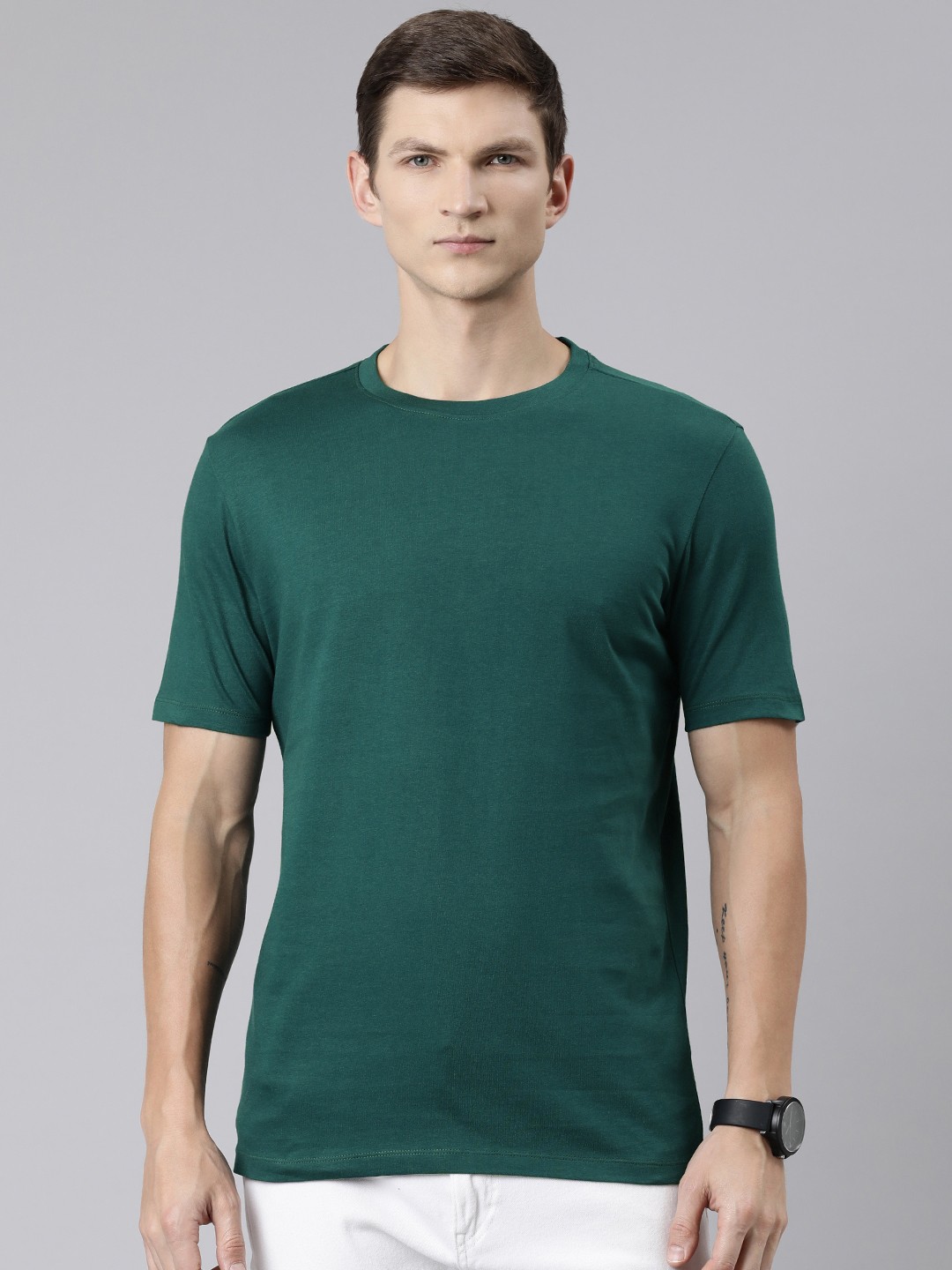 

Huetrap Round Neck Cotton T-shirt, Teal