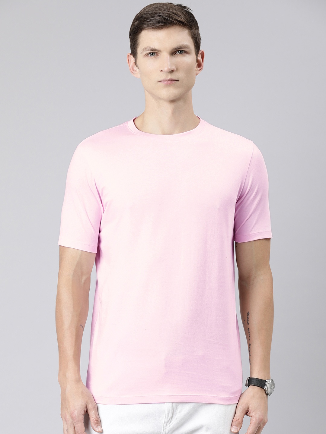 

Huetrap Round Neck Cotton T-shirt, Pink