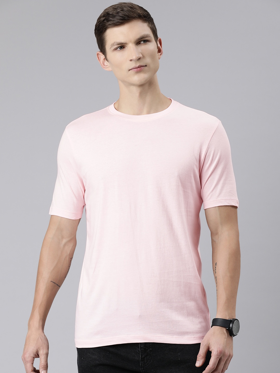 

Huetrap Round Neck Cotton T-shirt, Pink