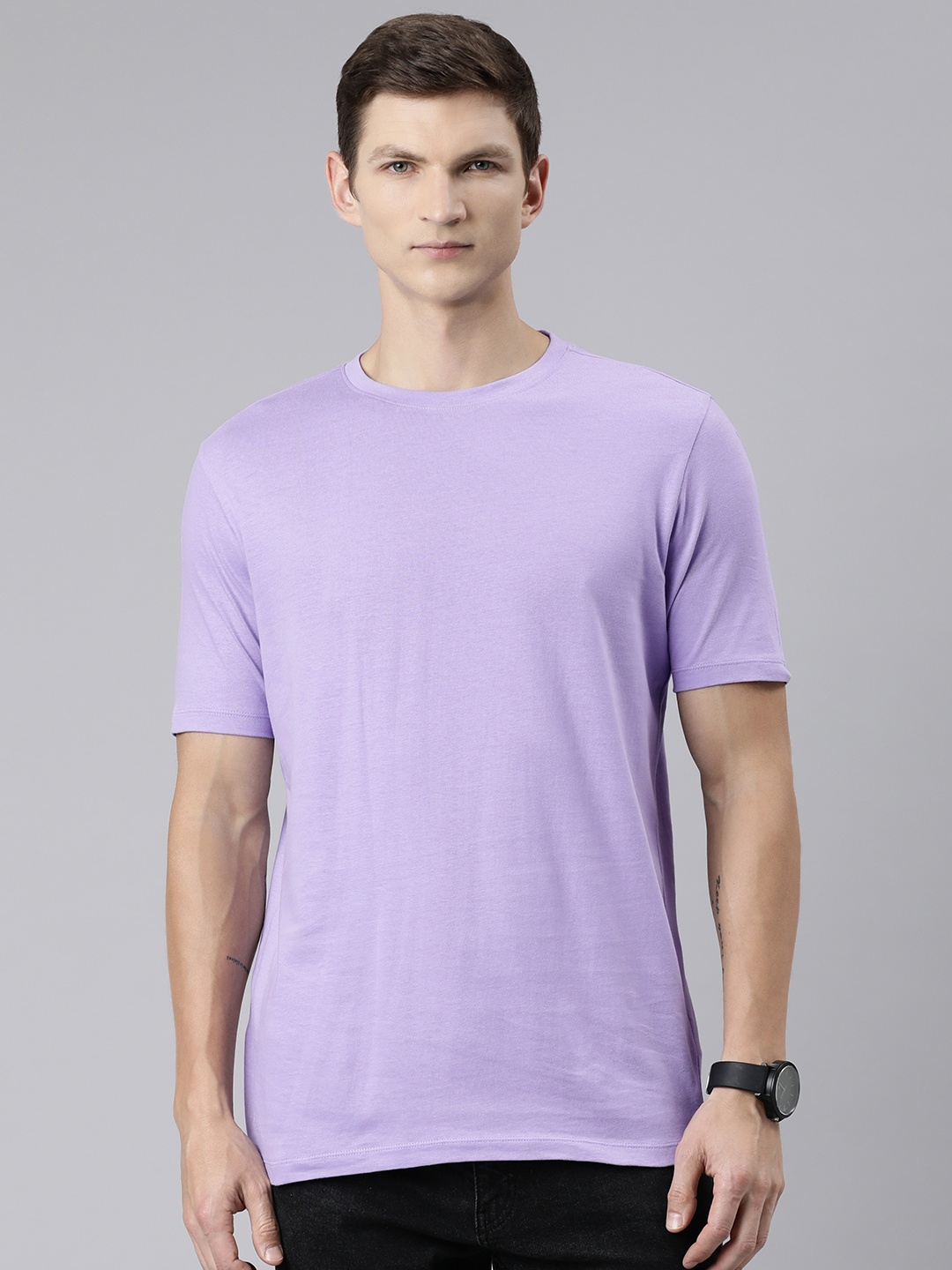 

Huetrap Round Neck Cotton T-shirt, Lavender