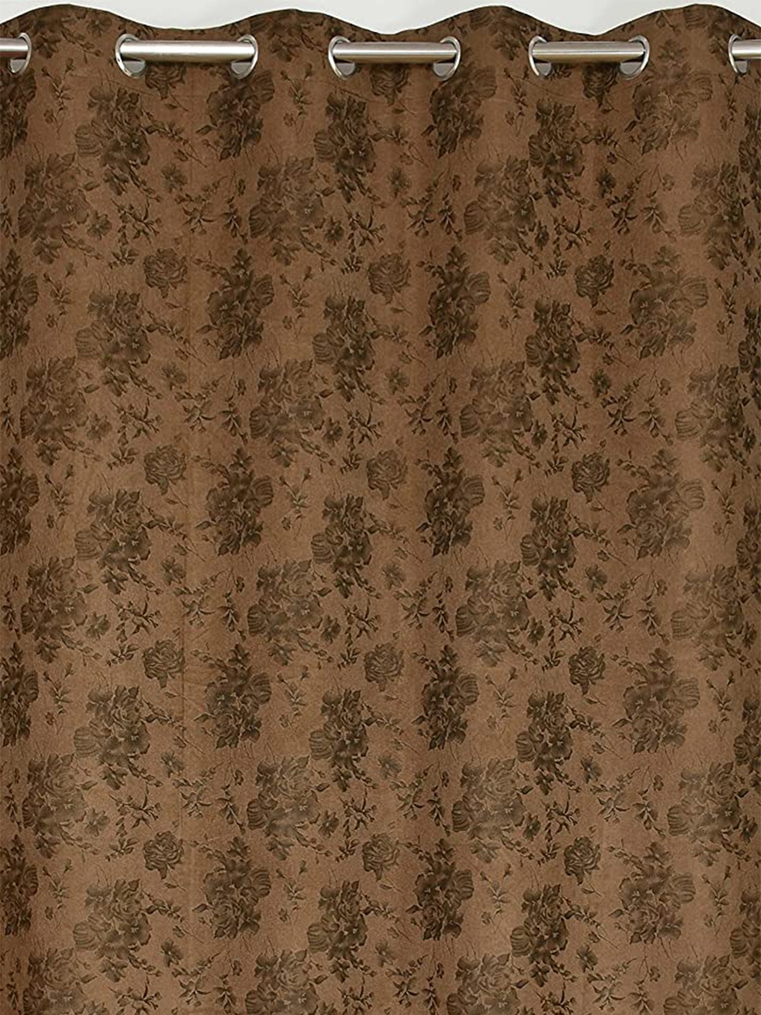 

JARS Collections Brown 2 Pieces Floral Velvet Room Darkening Long Door Curtain
