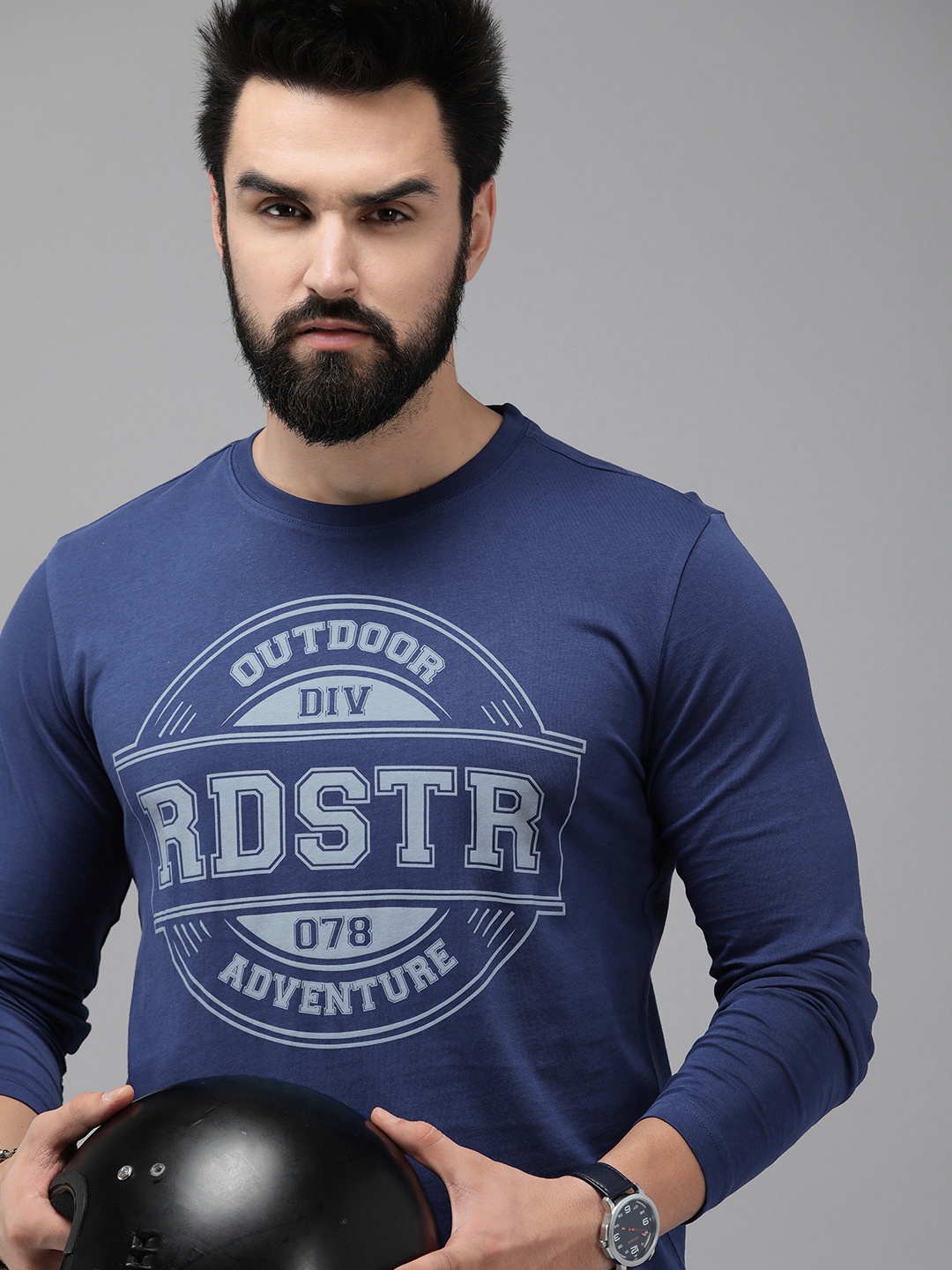 

Roadster Men Navy Blue Printed T-shirt