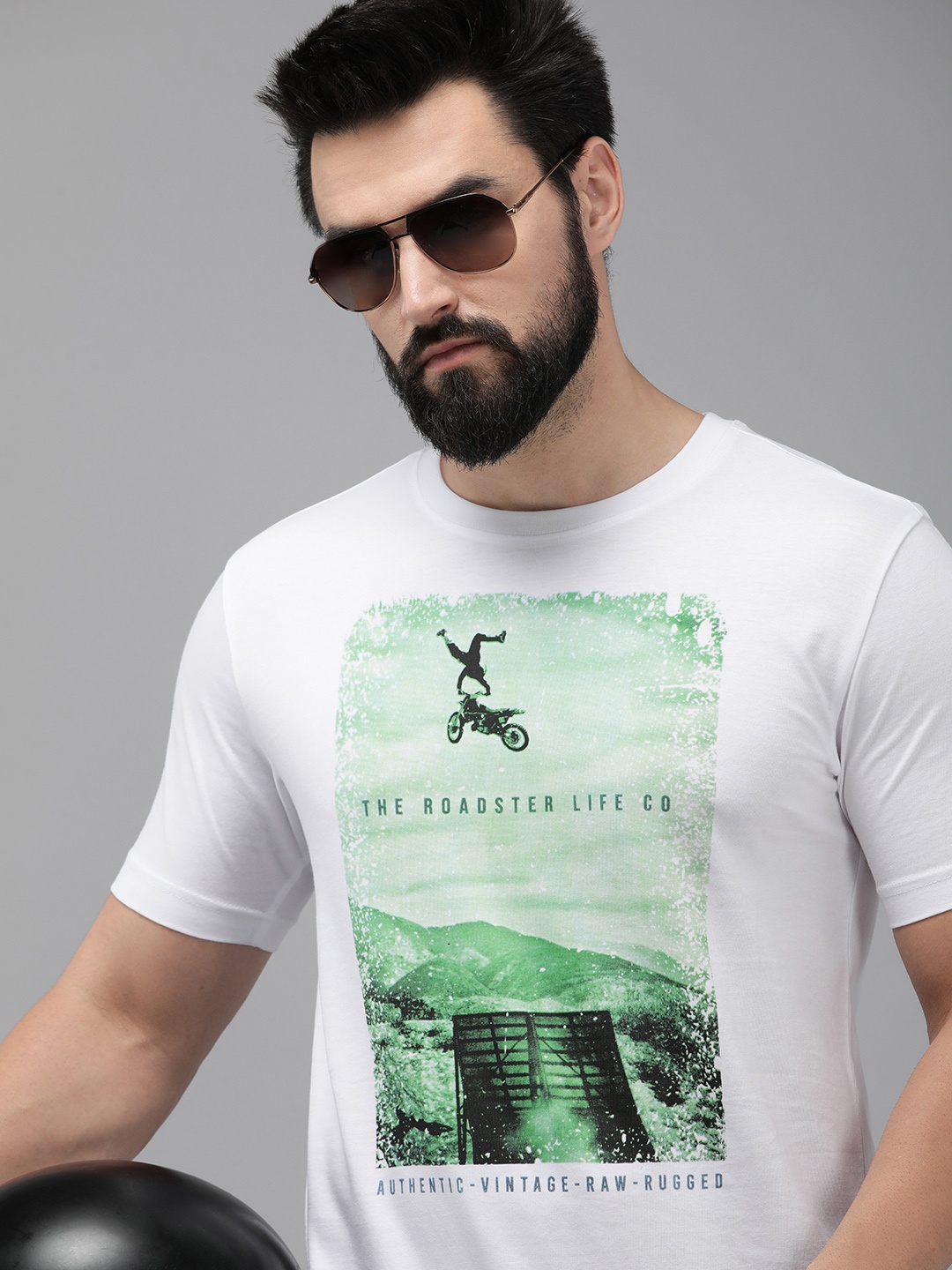 

Roadster Men White Printed T-shirt