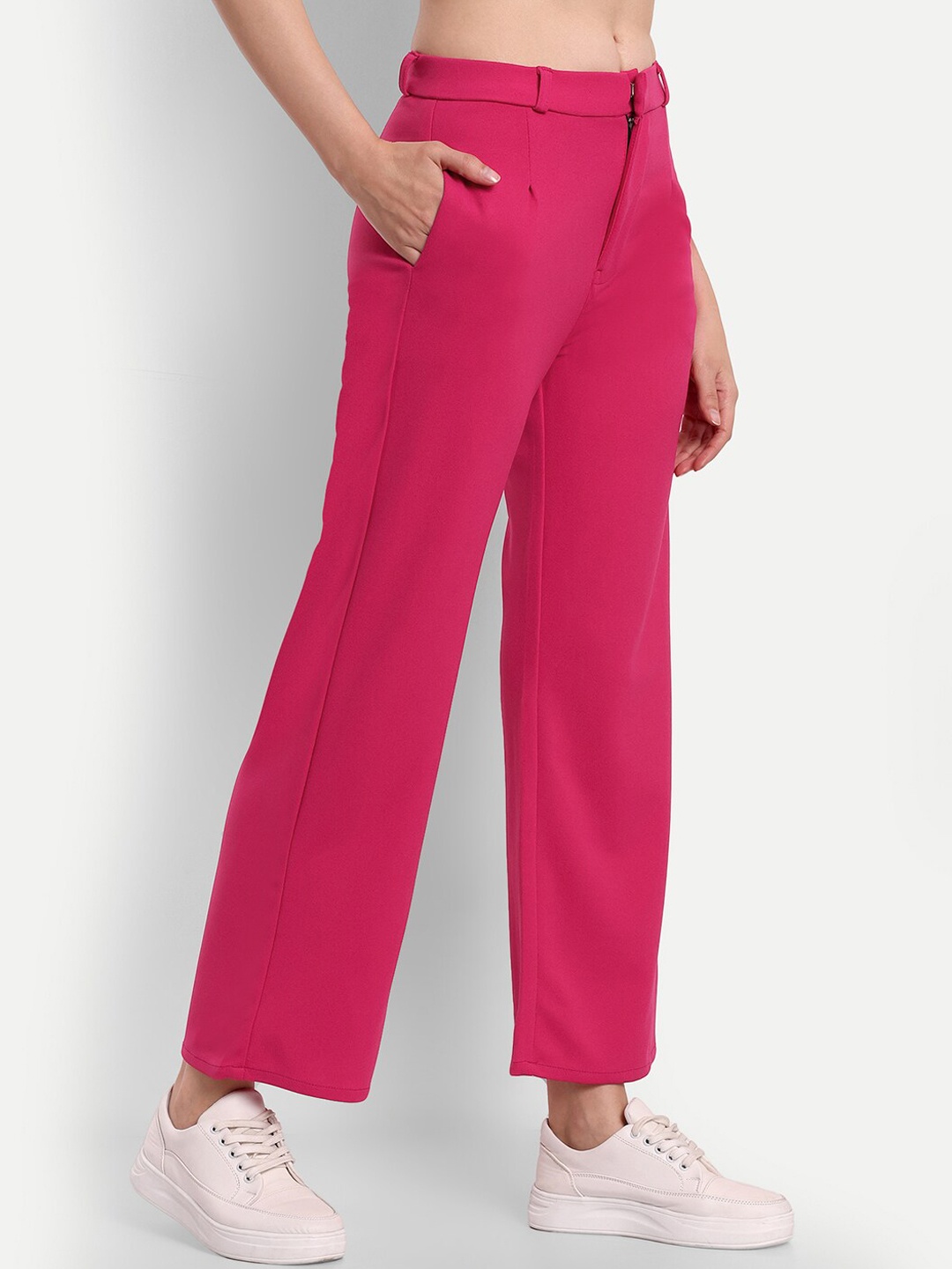 

Next One Women Straight Fit High-Rise Trousers, Rose