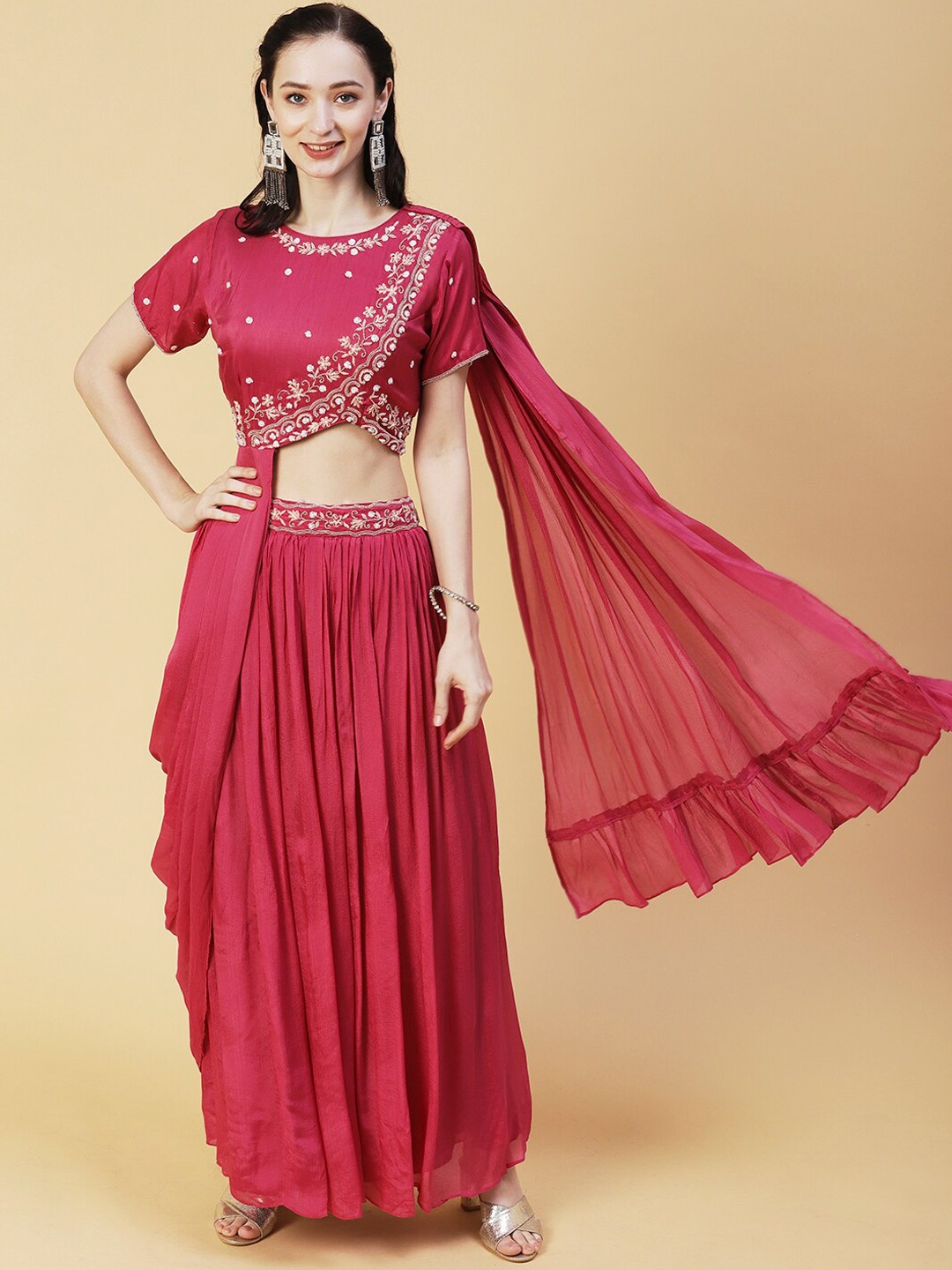 

Envy Me by FASHOR Embroidered Ready to Wear Lehenga & Choli, Pink