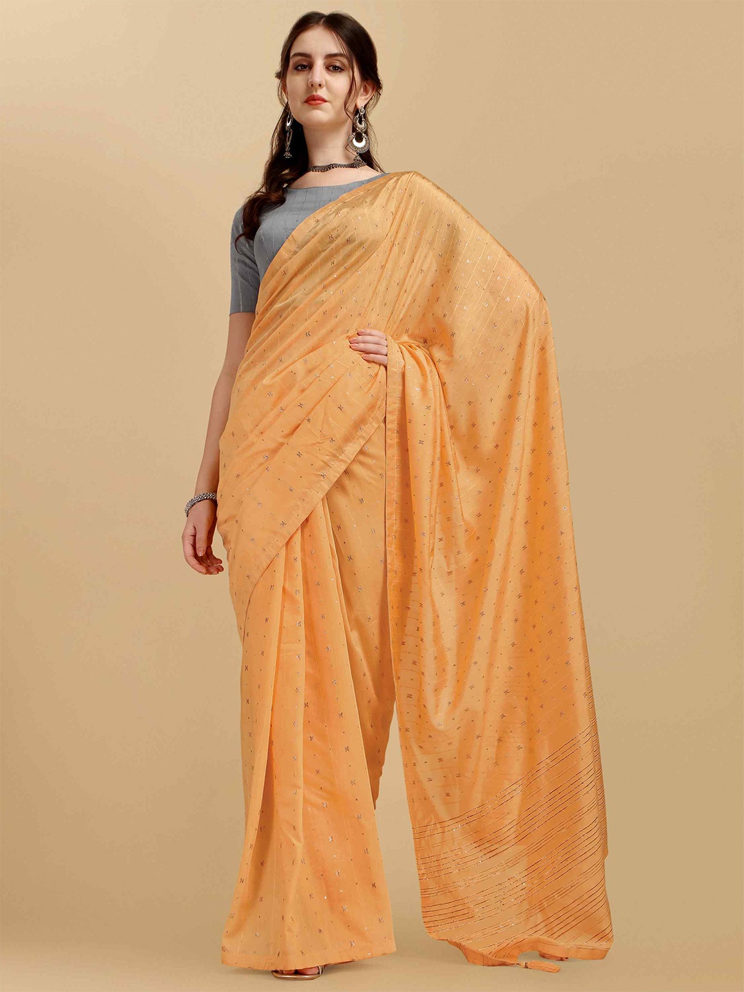 

elora Embellished Sequinned Bhagalpuri Saree, Yellow