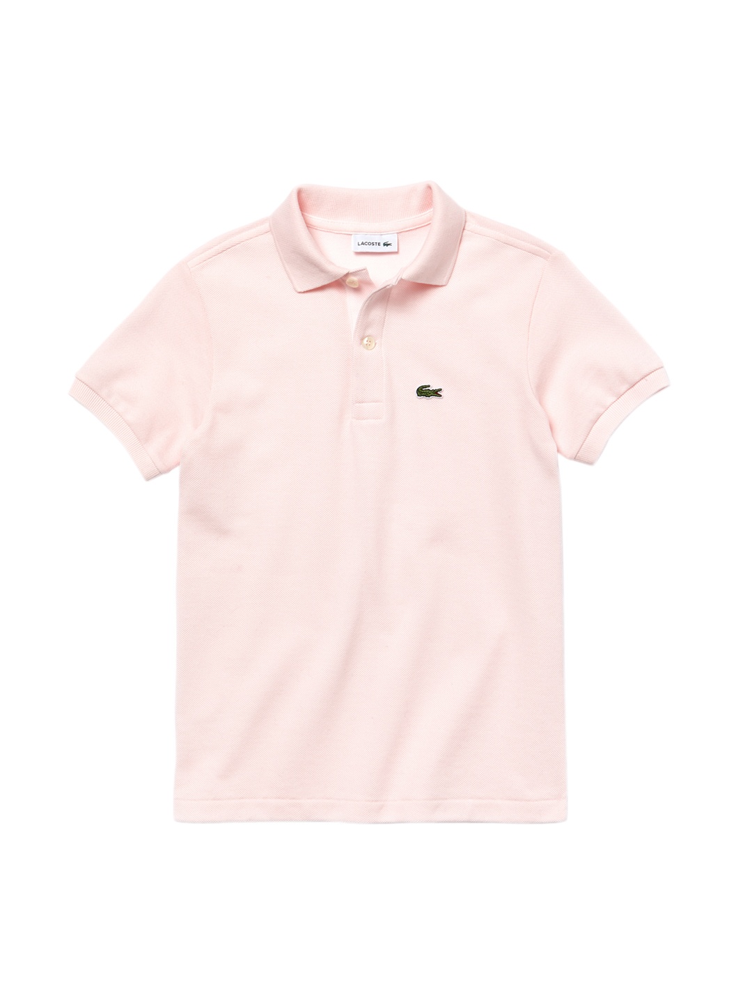 

Lacoste Boys Pink Solid Polo Collar T-shirt