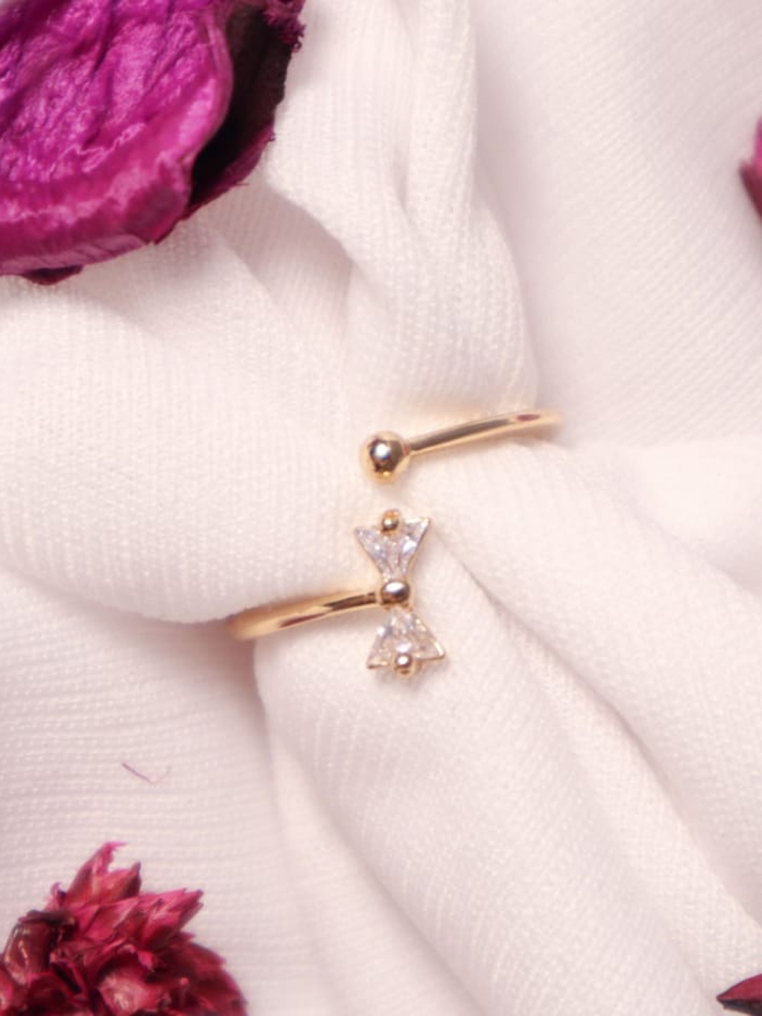 

SALTY Gold-Plated Stone-Studded Cupid's Bow Ring