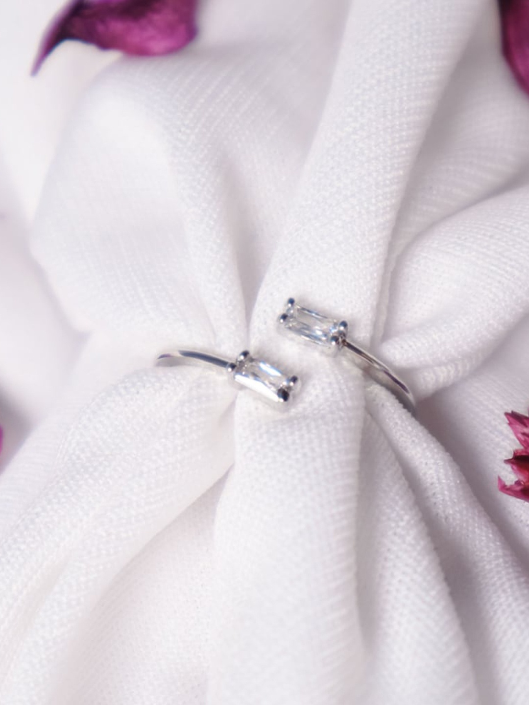 

SALTY Silver-Plated Crystal Charm Ring