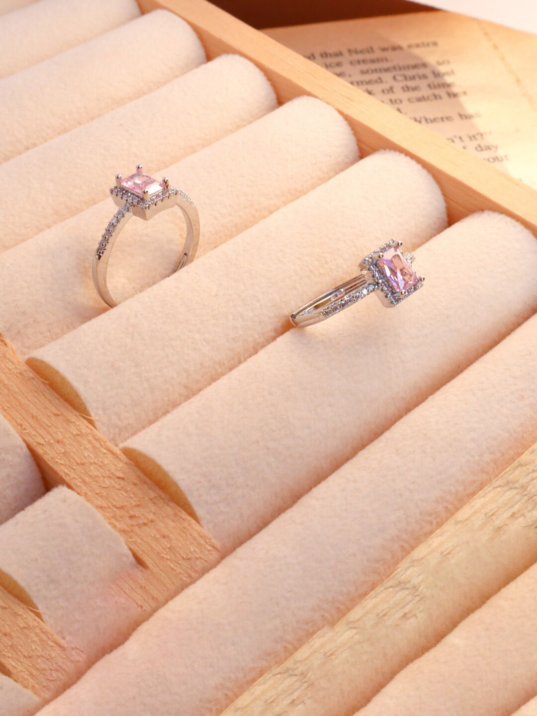 

SALTY Silver-Plated Bennet Square Diamond Cut Ring