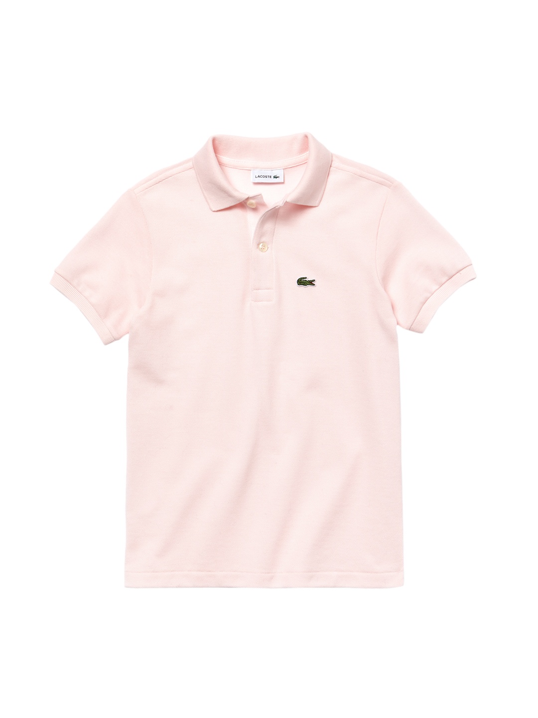 

Lacoste Boys Pink Solid Polo Collar T-shirt