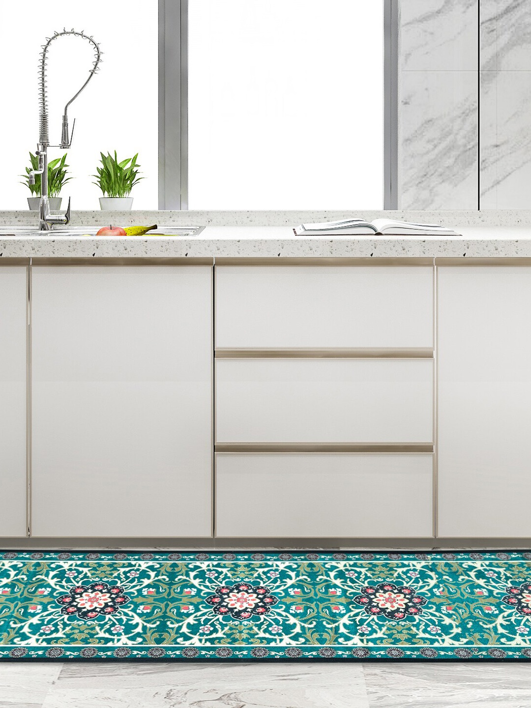 

AAZEEM Blue & Pink Printed Floor Runner