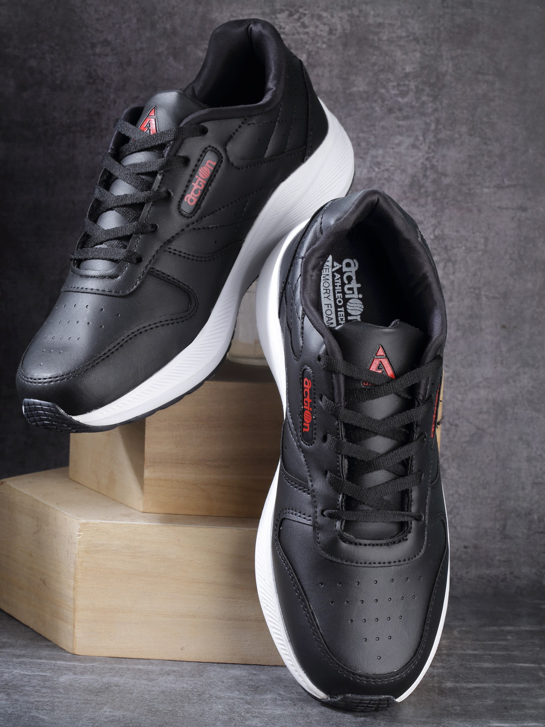 

Action Men Mesh Running Non-Marking Sports Shoes, Black