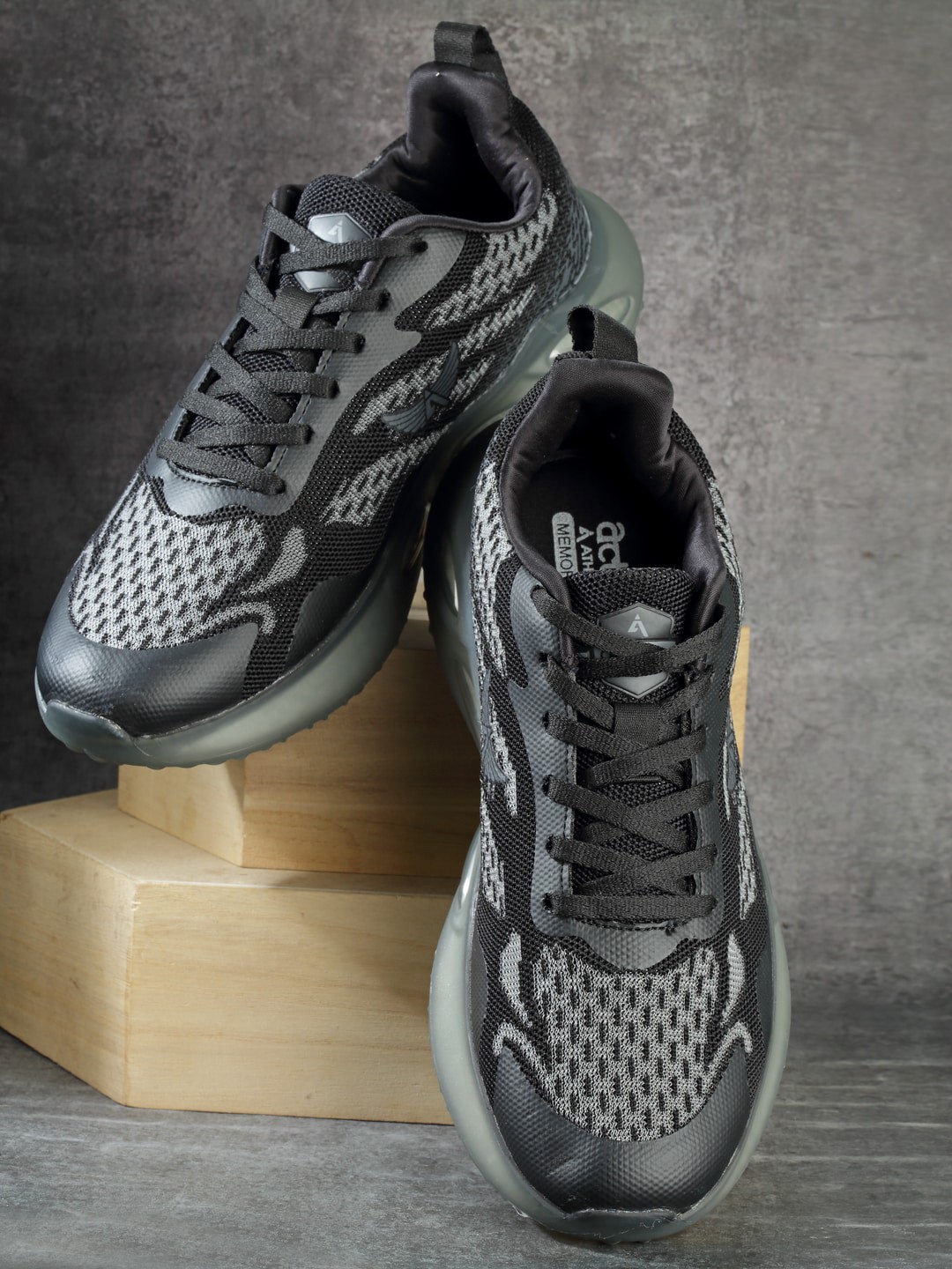 

Action Men Mesh Running Non-Marking Sports Shoes, Black