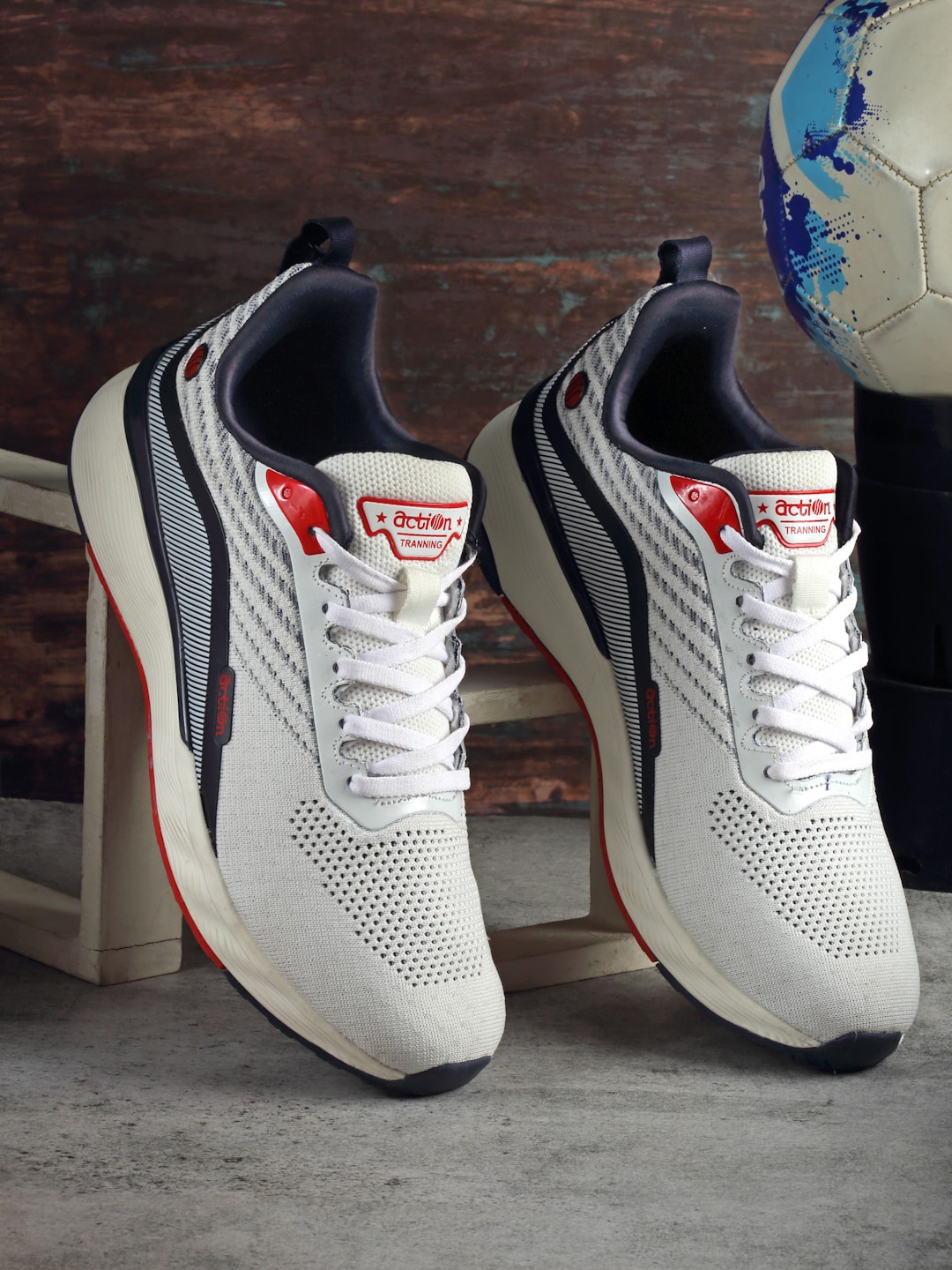 

Action Men Mesh Running Non-Marking Sports Shoes, White
