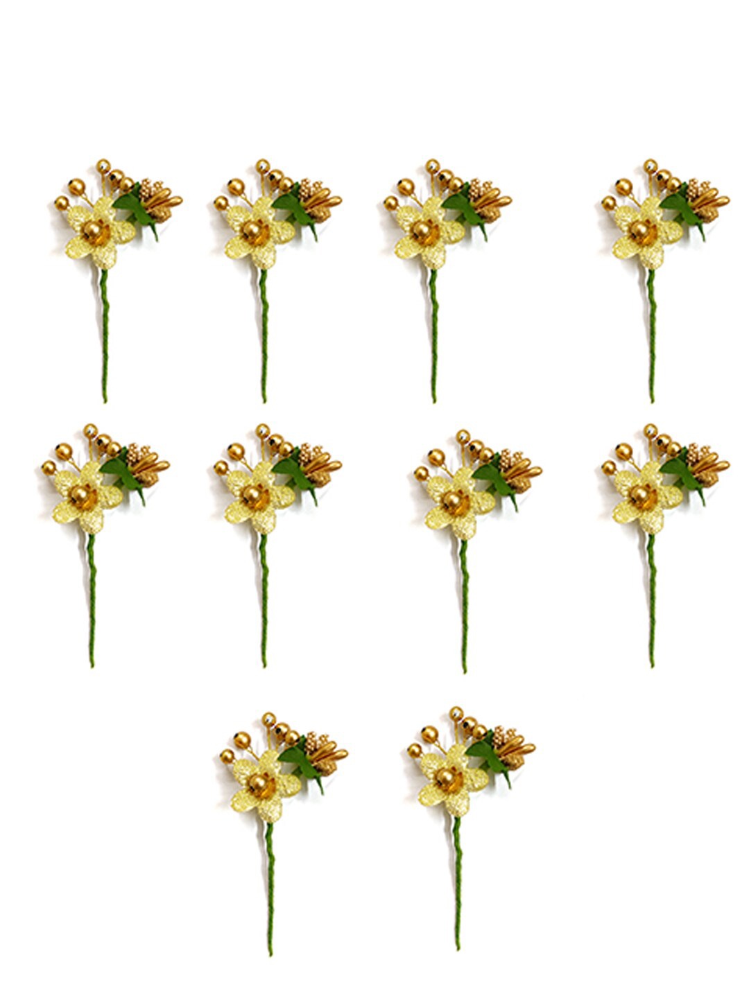 

Hair Flare Women Set Of 10 Embellished Floral Hair Accessory Set, Gold
