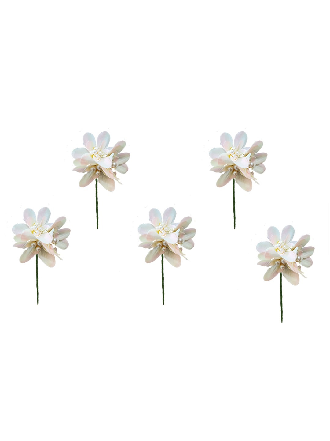 

Hair Flare Women Set of 5 Embellished Hairstick, White