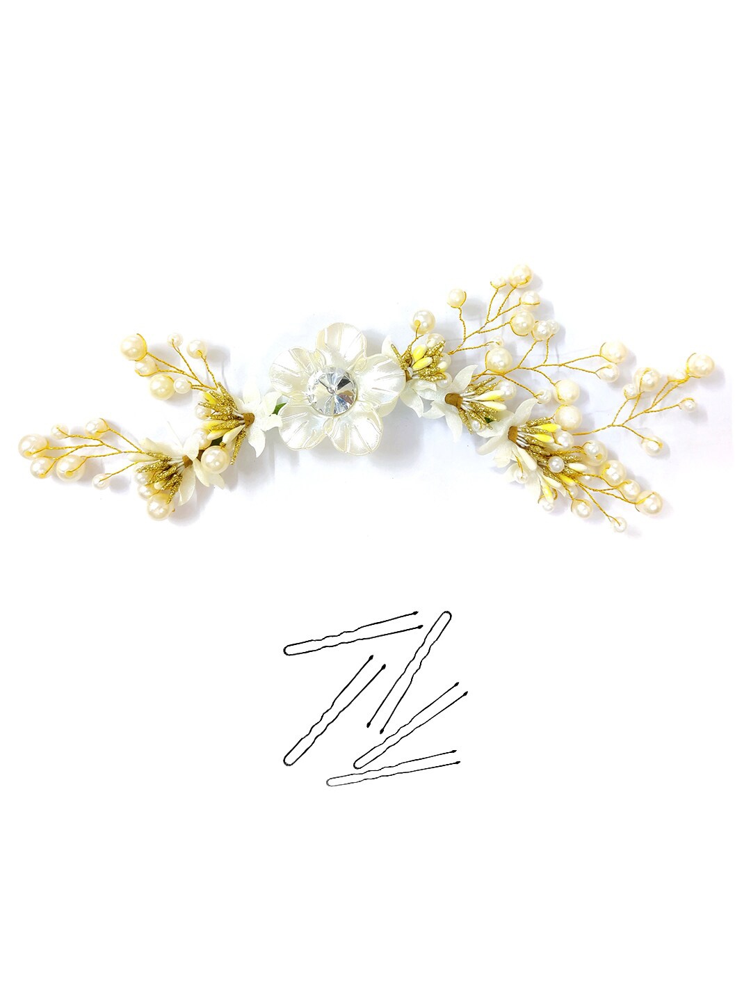 

Hair Flare Women Floral Tiara & Hair Pin, White