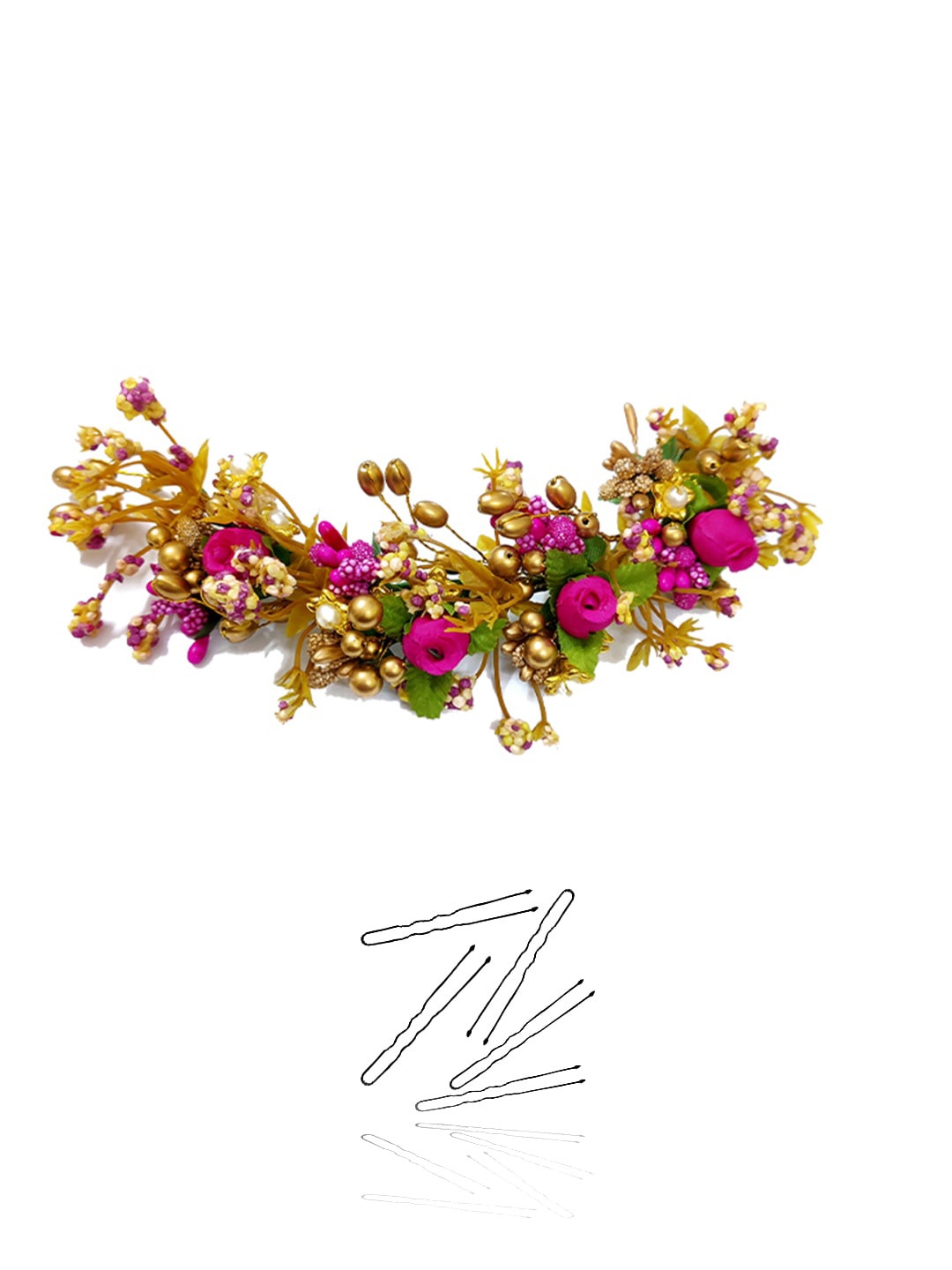 

Hair Flare Women Floral Shaped Leaf & Pearl Design Hair Clip, Pink