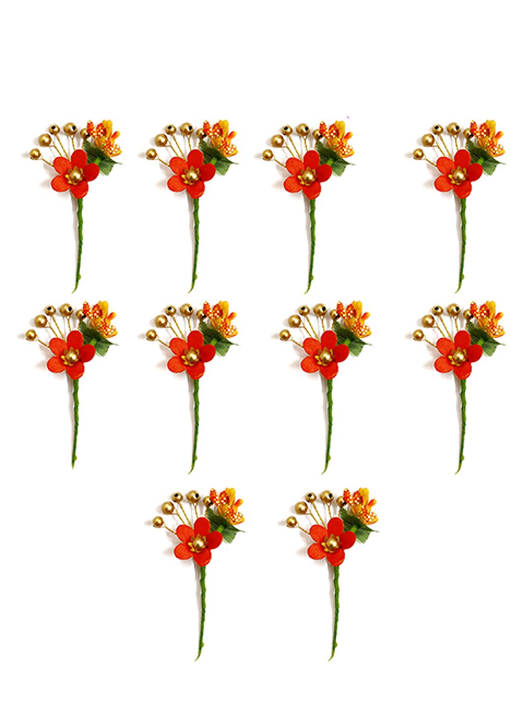 

Hair Flare Artificial Flower Set of 10 Hair Accessory Set, Orange