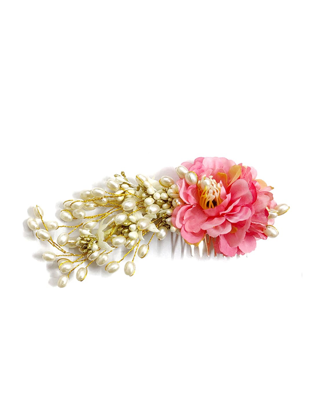 

Hair Flare Women Embellished Flower Comb Pin, Pink