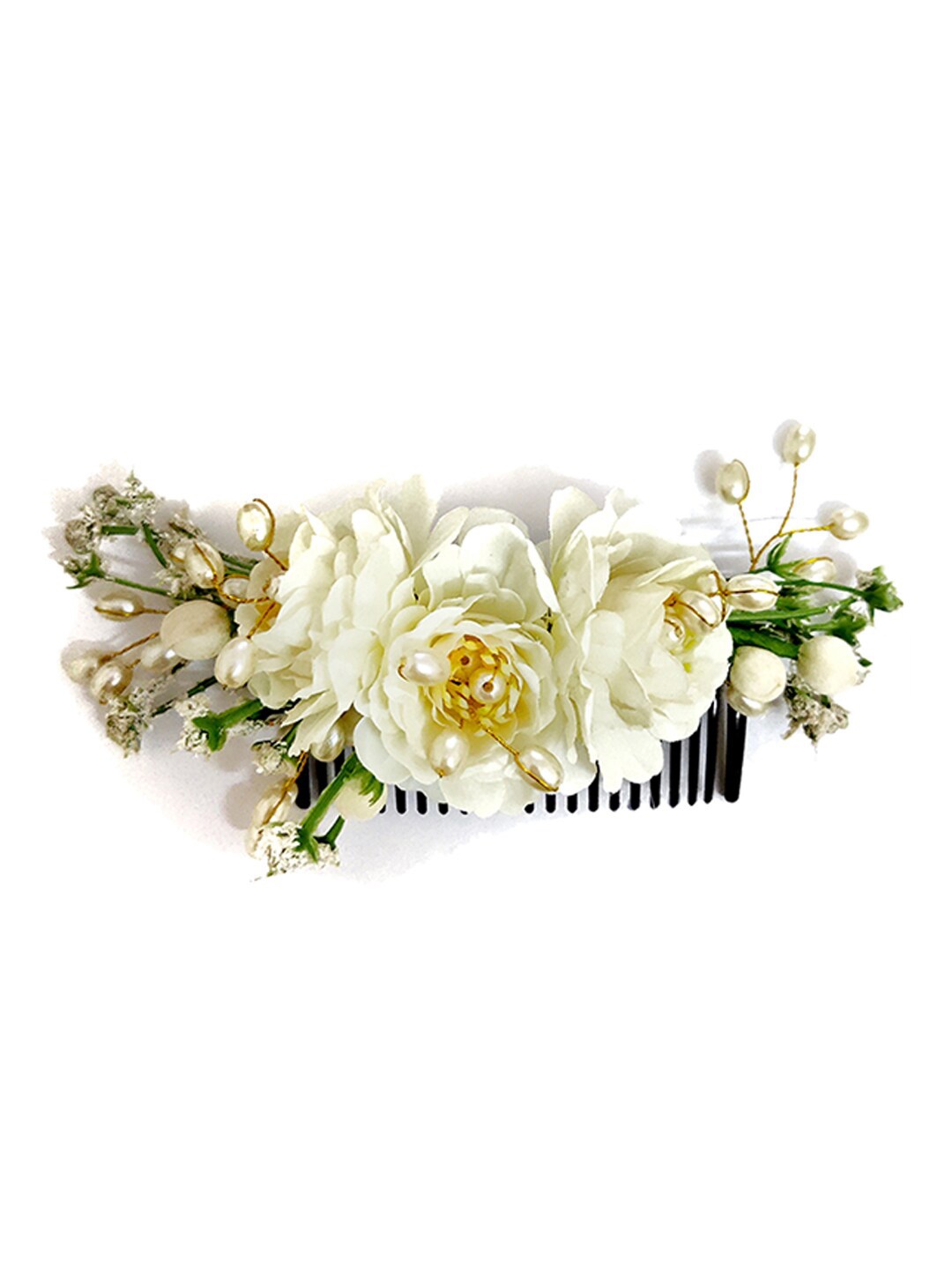 

Hair Flare Women Artificial Flower Comb Pin, White