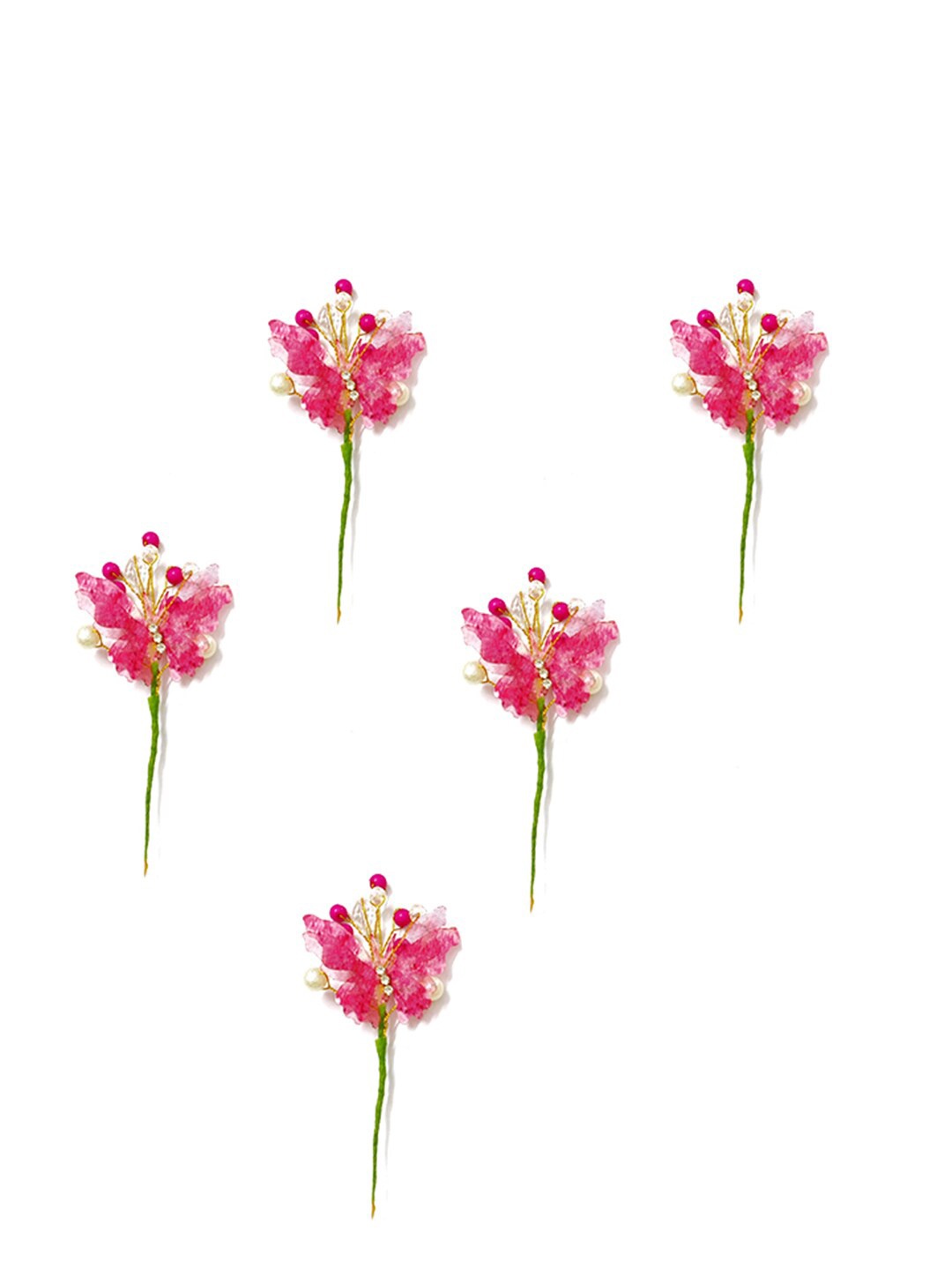 

Hair Flare Women Set Of 5 Embellished Butterfly Hair Accessory Set, Pink