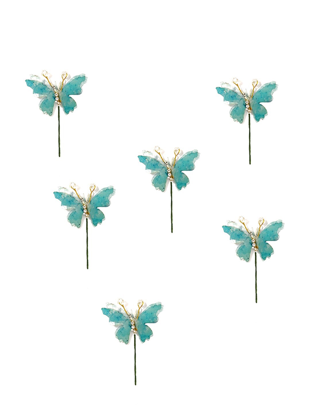 

Hair Flare Artificial Stone Flower Set of 6 Hair Accessory Set, Turquoise blue