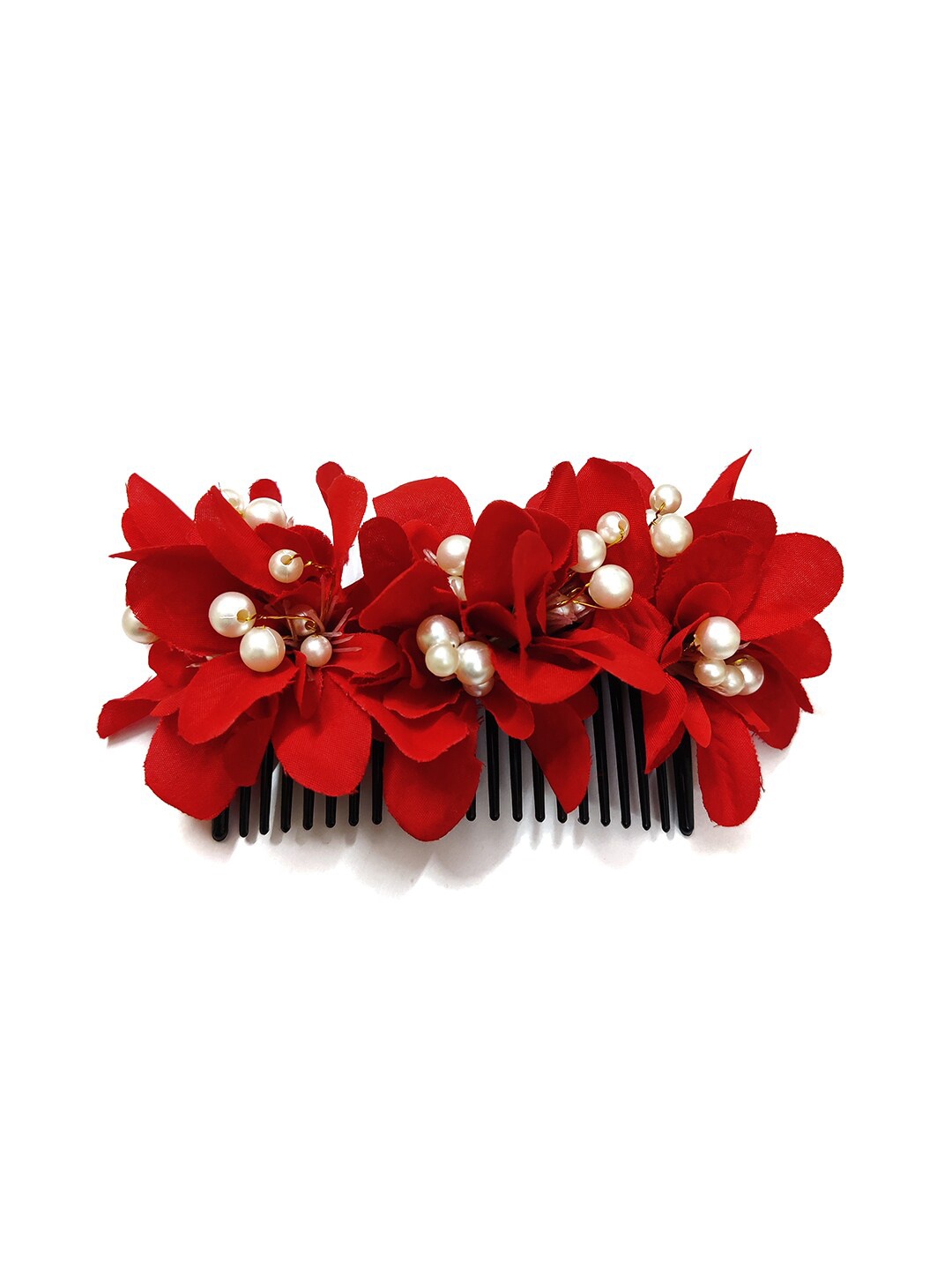 

Hair Flare Artificial Flower Comb Pin, Red
