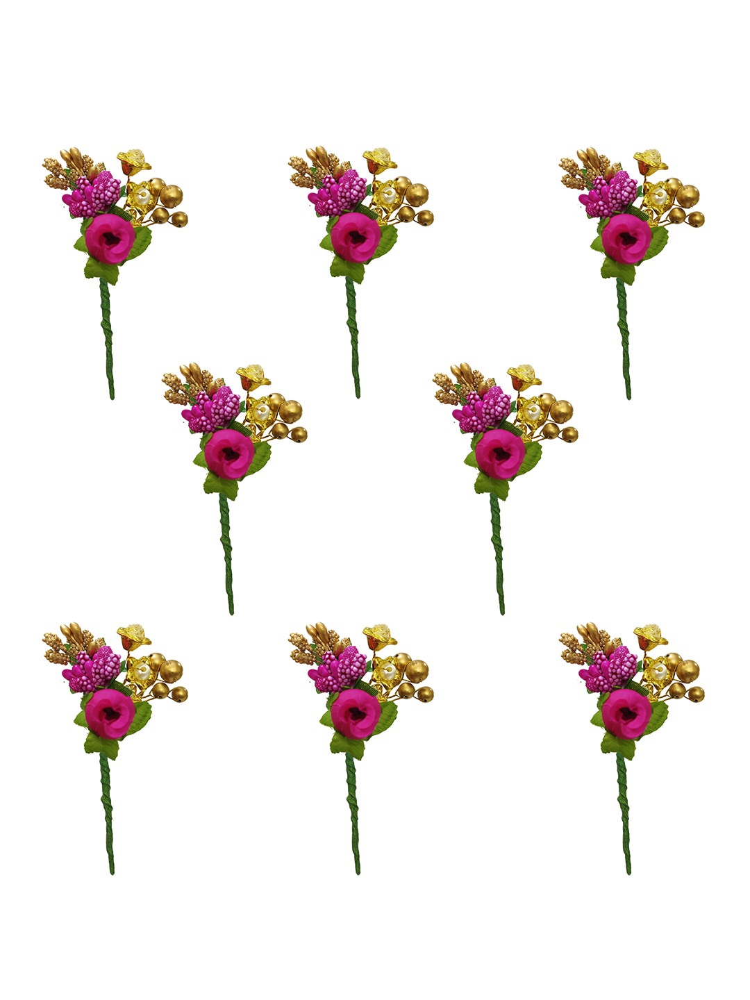 

Hair Flare Women Set of 8 Embellished Hairstick, Fuchsia