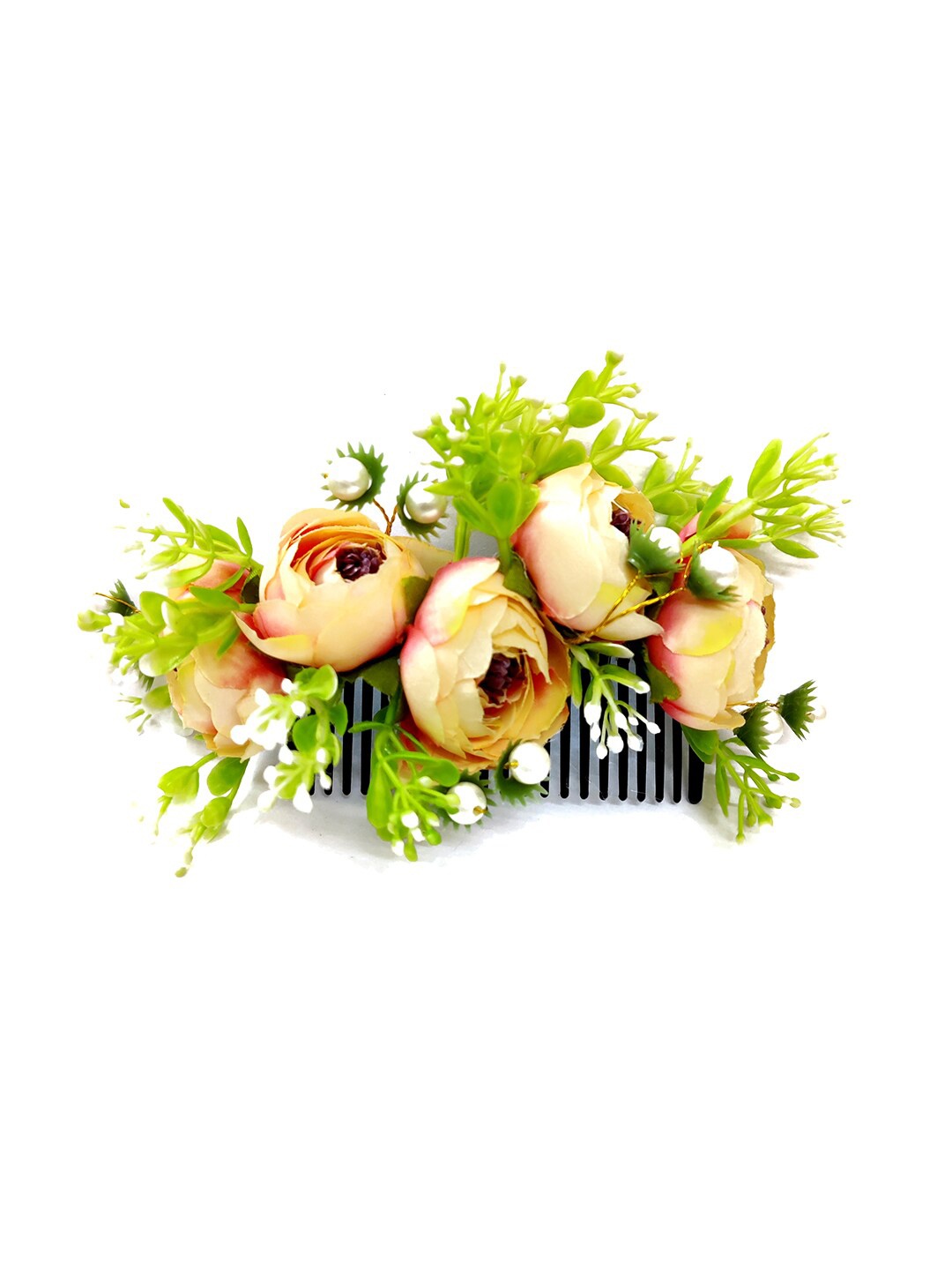 

Hair Flare Women Embellished Floral Comb Pin, Peach