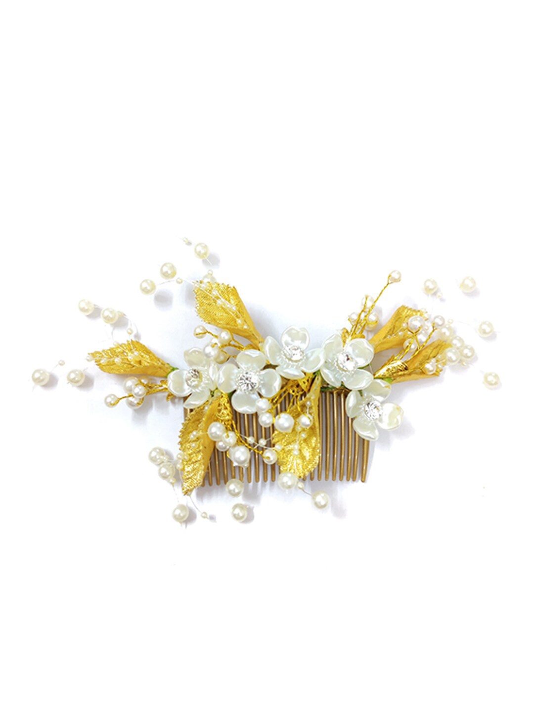 

Hair Flare Women Embellished Floral Comb Pin, Gold