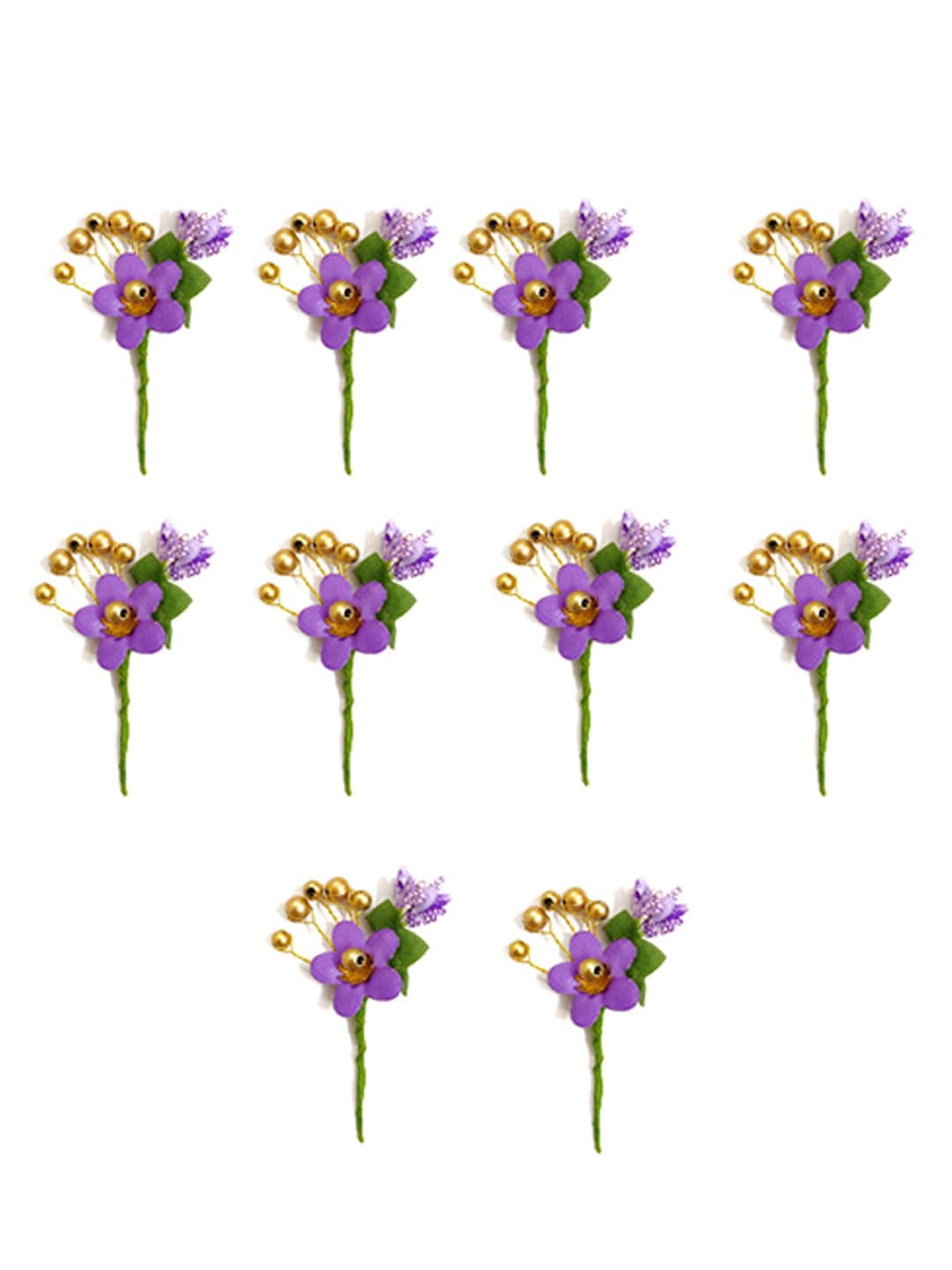 

Hair Flare Women Set of 10 Embellished Hairstick, Purple