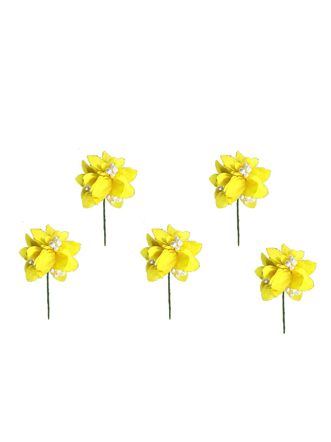 

Hair Flare Women Set Of 5 Embellished Flower Hair Accessory Set, Yellow