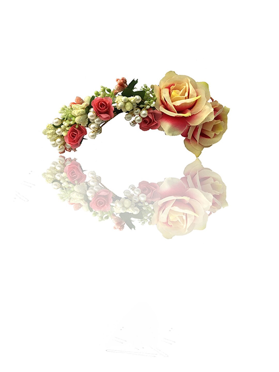

Hair Flare Women Embellished Artificial Flower Tiara, Peach