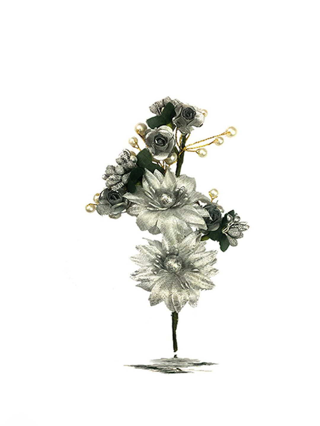 

Hair Flare Women Artificial Rose Flower Hair Pin, Silver