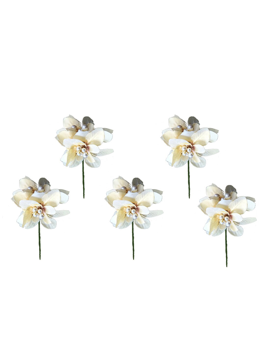 

Hair Flare Women Set Of 5 Embellished Flower Hair Accessory Set, White