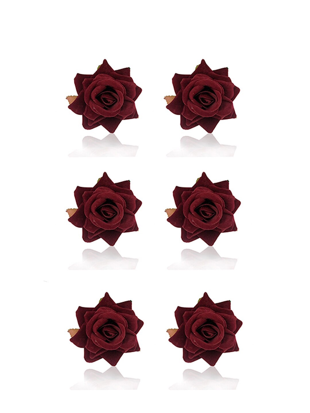 

Hair Flare Women Set of 6 Rose Flower Artificial Hair Clip, Maroon