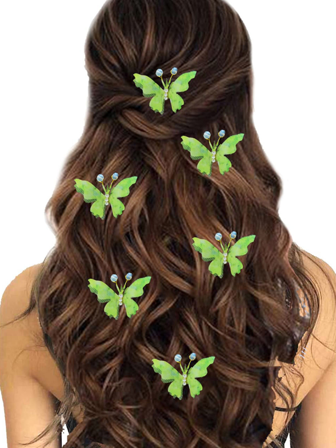 

Hair Flare Women Set Of 6 Embellished Butterfly Hair Accessory Set, Lime green