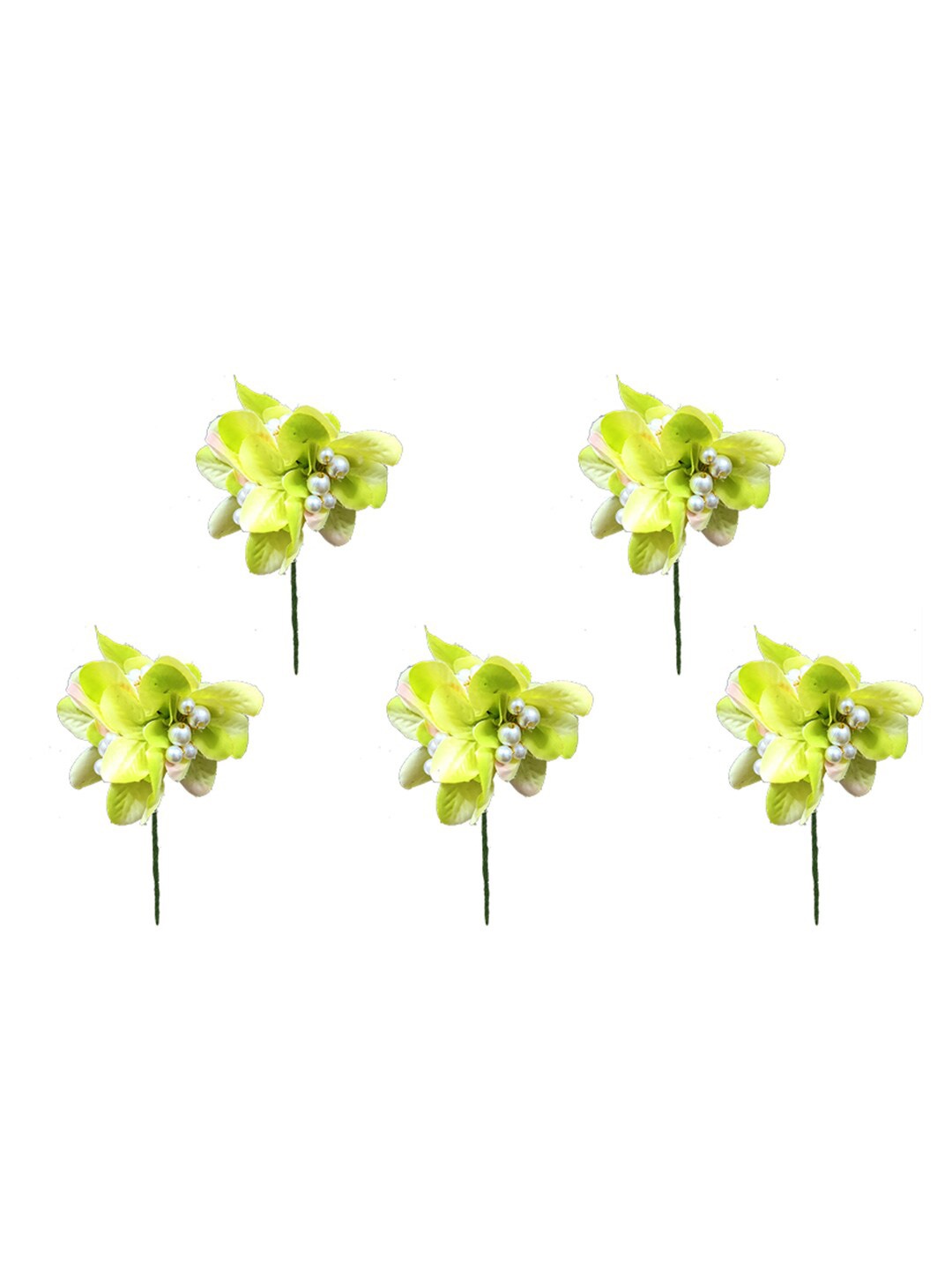 

Hair Flare Women Set Of 5 Embellished Flower Hair Accessory Set, Green