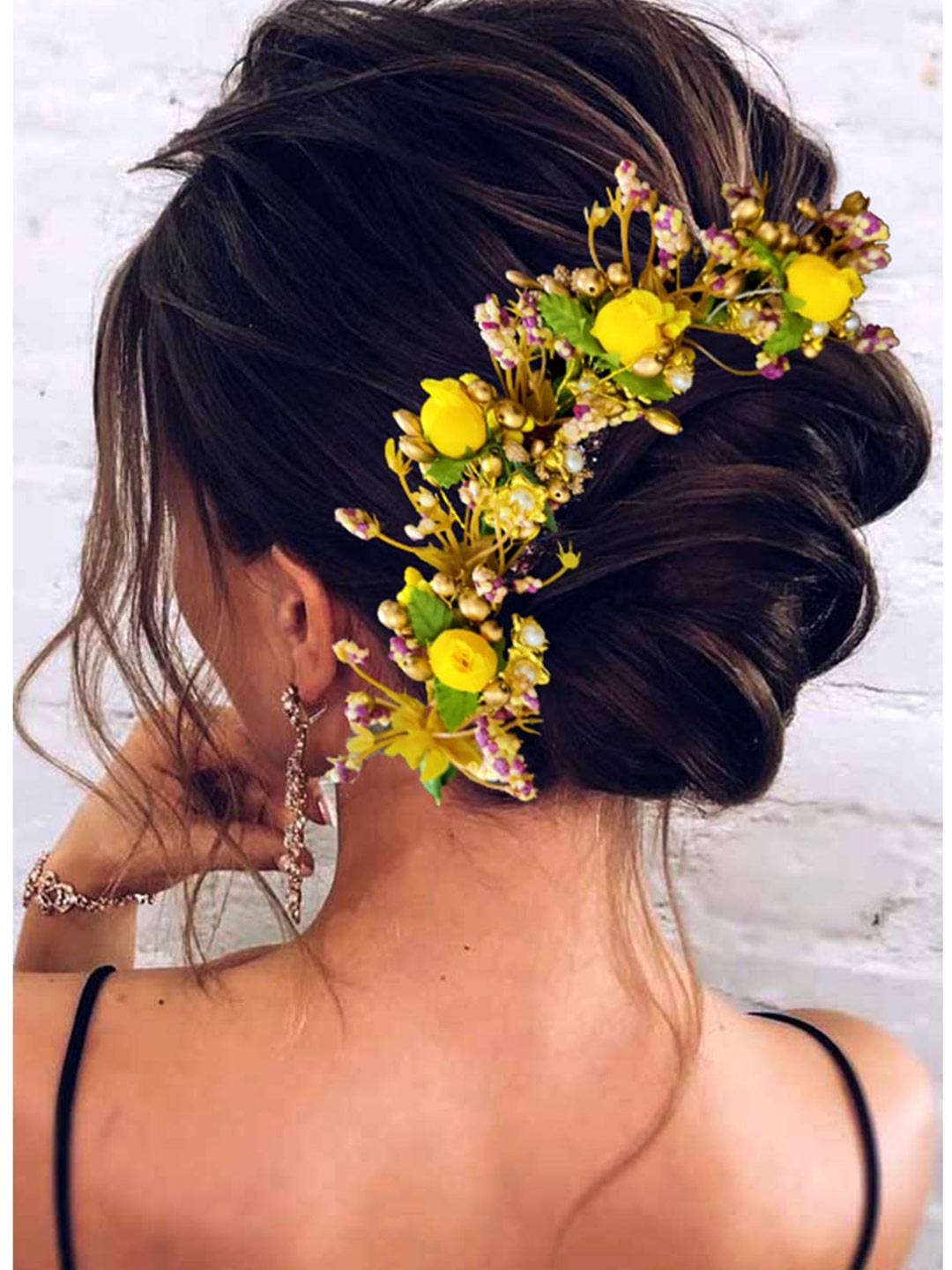 

Hair Flare Women Embellished Floral Hair Accessory Set, Yellow