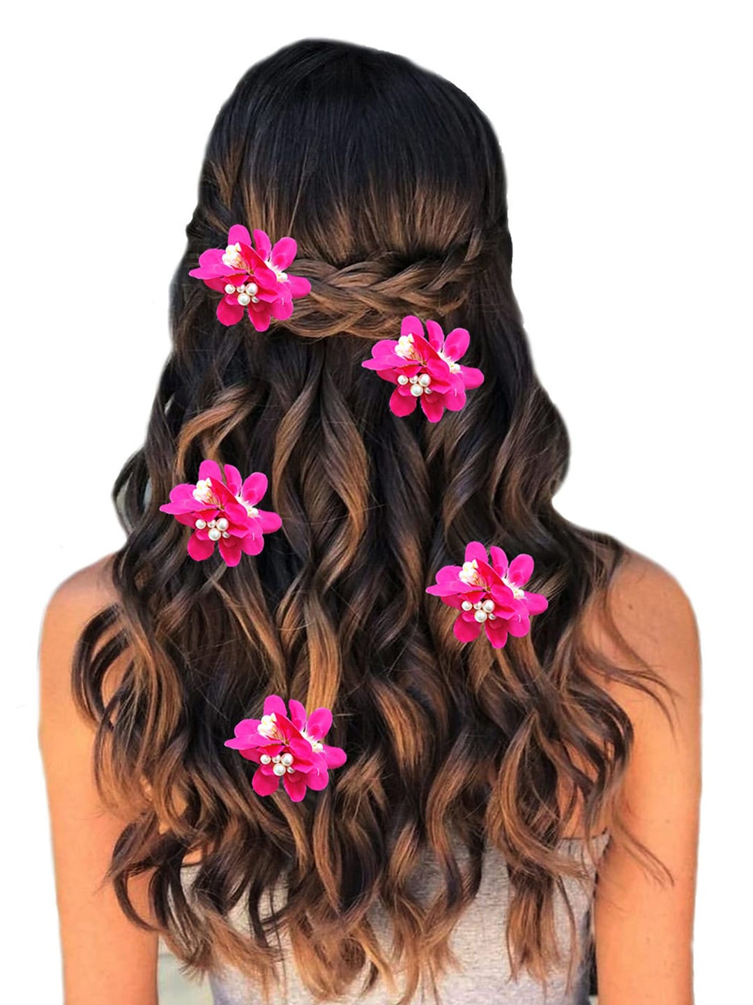 

Hair Flare Women Set of 5 Embellished Hair Stick, Pink
