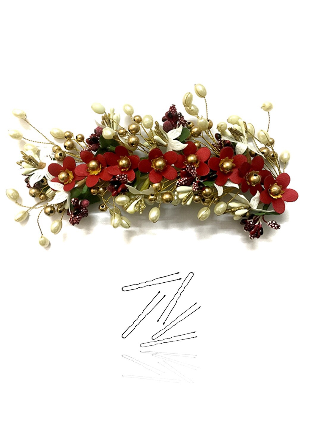 

Hair Flare Women Floral Tiara & Hair Pin, Maroon